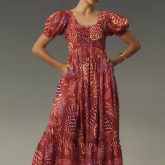 Farm Rio x Anthropologie Puff-Sleeve Smocked Maxi Dress - Picture 1 of 6